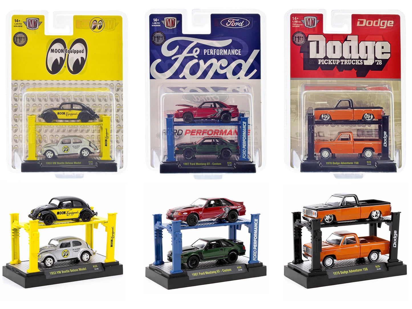 "Auto Lifts" Set of 6 pieces Series 26 Limited Edition to 5600 pieces Worldwide 1/64 Diecast Model Cars by M2 Machines