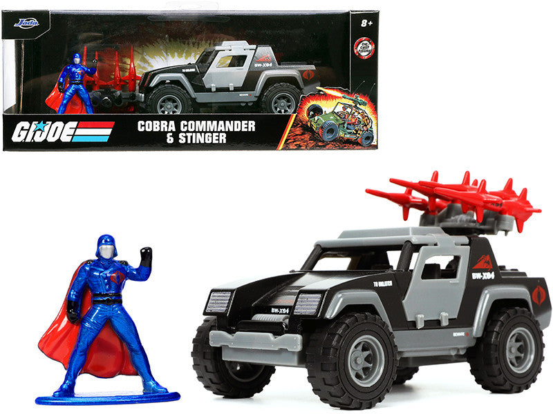 Stinger with Missile Launcher and Cobra Commander Diecast Figurine "G.I. Joe" "Hollywood Rides" Series 1/32 Diecast Model Car by Jada Jada