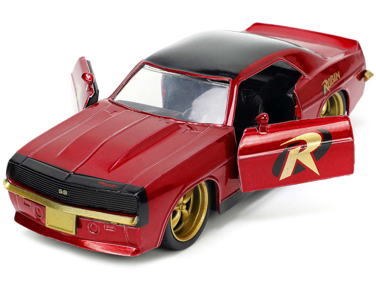 1969 Chevrolet Camaro Dark Red Metallic with Black Top and Robin Diecast Figure "Batman" "Hollywood Rides" Series 1/32 Diecast Model Car by Jada Jada