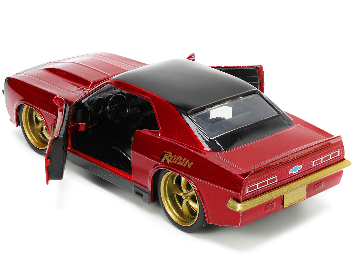 1969 Chevrolet Camaro Dark Red Metallic with Black Top and Robin Diecast Figure "Batman" "Hollywood Rides" Series 1/32 Diecast Model Car by Jada Jada