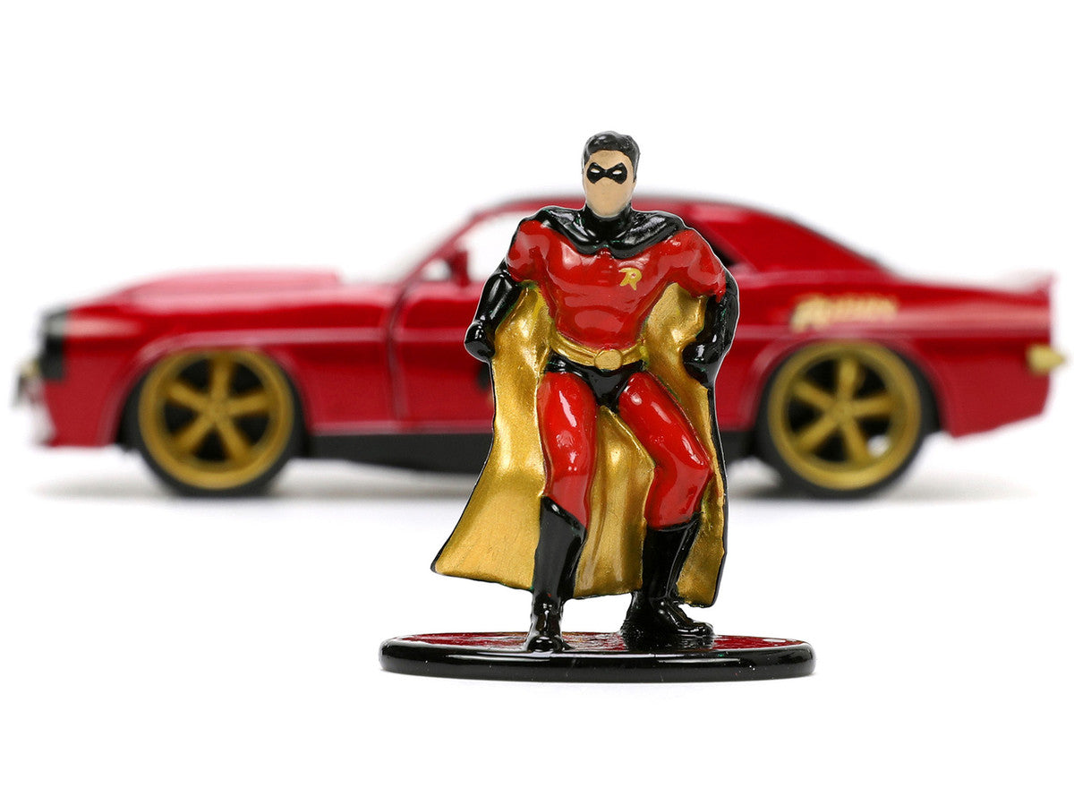 1969 Chevrolet Camaro Dark Red Metallic with Black Top and Robin Diecast Figure "Batman" "Hollywood Rides" Series 1/32 Diecast Model Car by Jada Jada