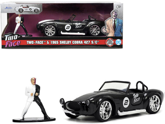 1965 Shelby Cobra 427 S/C #2 Black Metallic and White and Harvey Two-Face Diecast Figure "Batman" "Hollywood Rides" Series 1/32 Diecast Model Car by Jada Jada