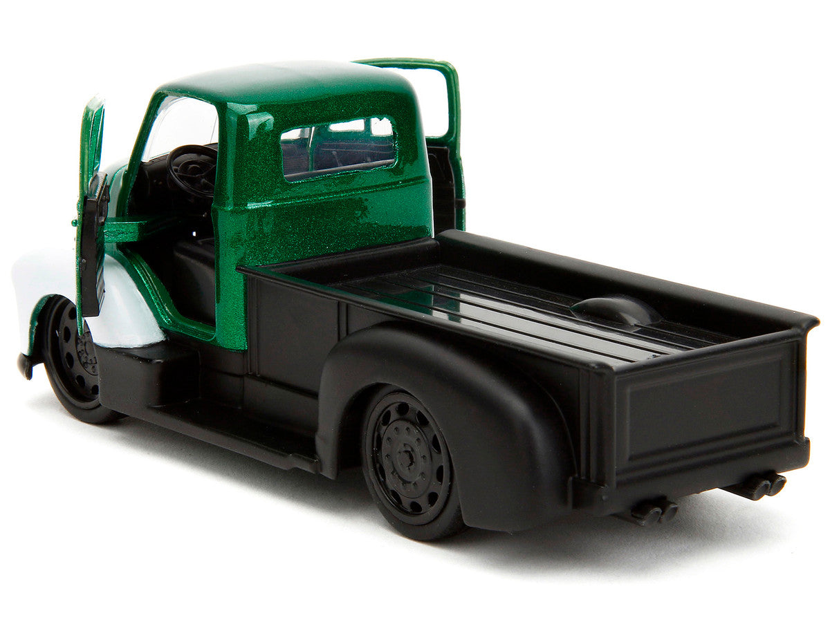 1952 Chevrolet COE Pickup Truck Green Metallic and Black and Green Lantern Diecast Figure "DC Comics" "Hollywood Rides" Series 1/32 Diecast Model Car by Jada Jada