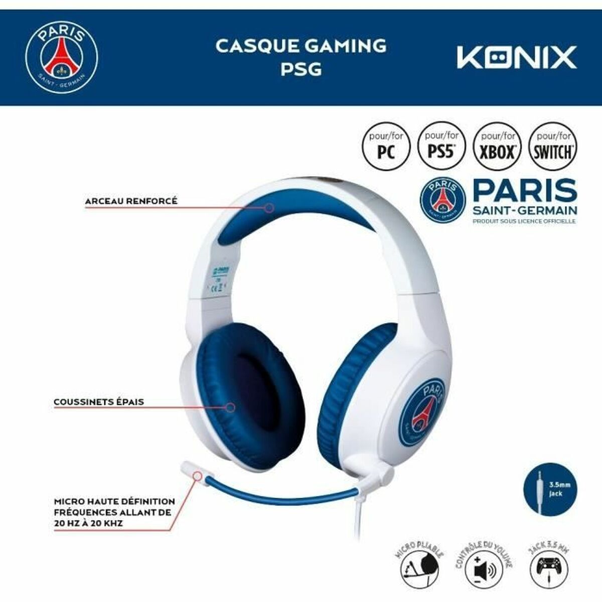 Headphones KONIX KONIX White-2