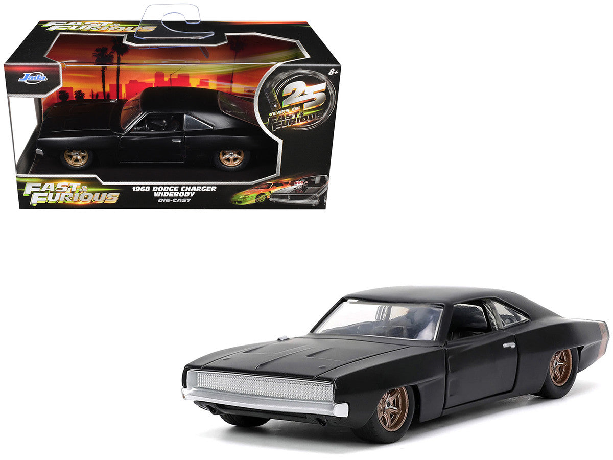 1968 Dodge Charger Widebody Matt Black with Bronze Tail Stripe "F9" (2021) Movie "25 Years of Fast & Furious" Series 1/32 Diecast Model Car by Jada Jada