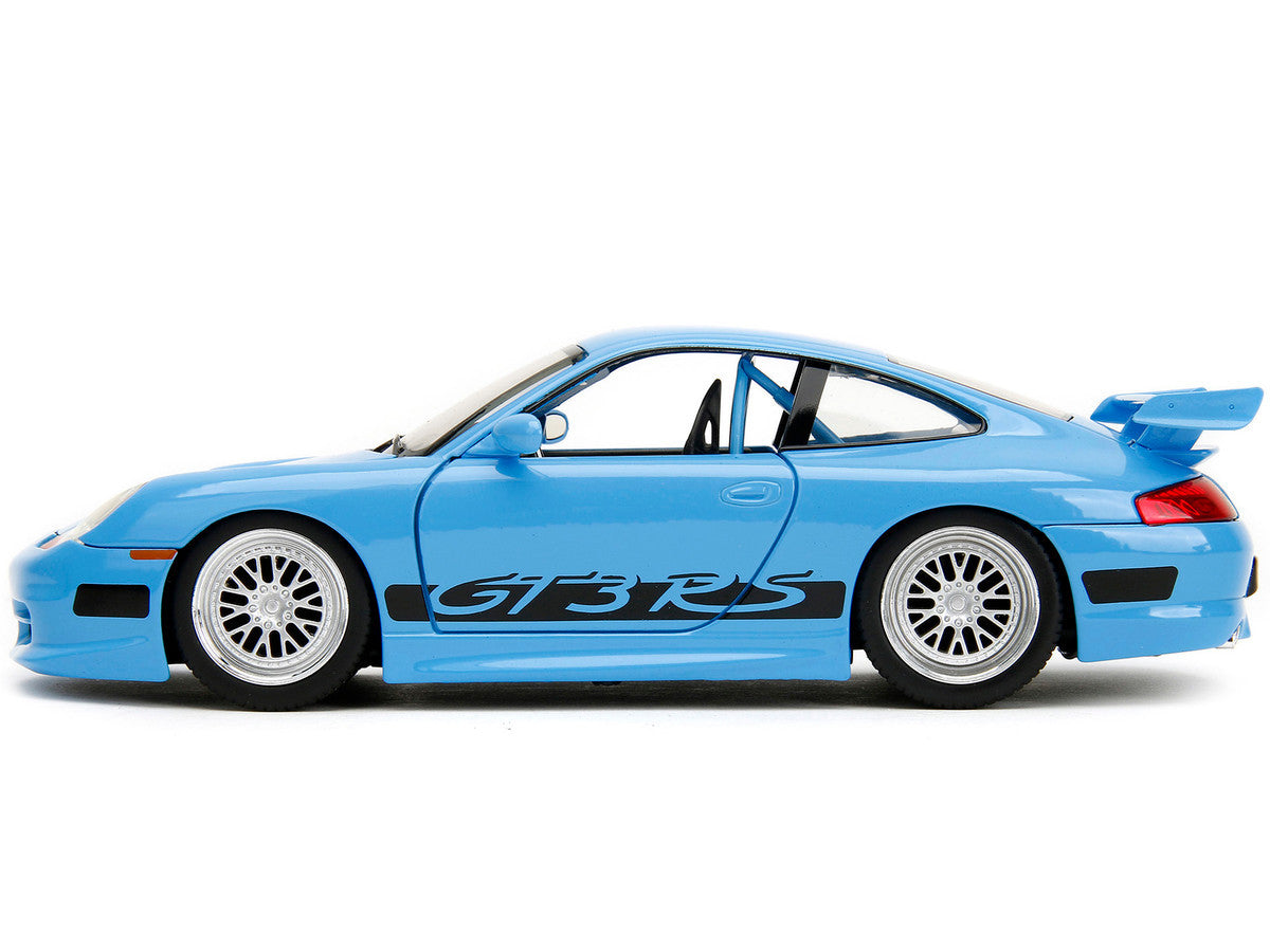 Porsche 911 GT3 RS Light Blue with Black Accents "Fast Five" (2011) Movie "25 Years of Fast & Furious" Series 1/24 Diecast Model Car by Jada Jada