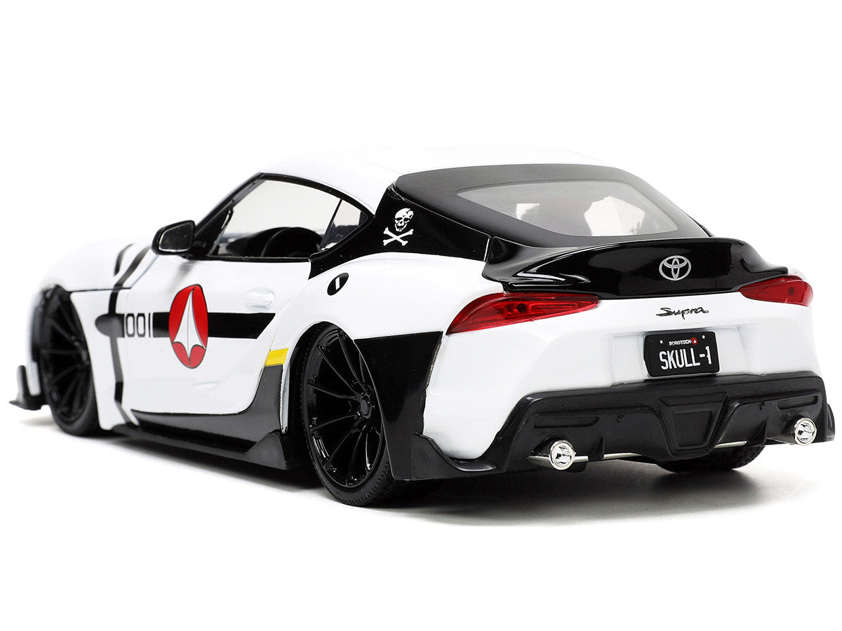 2020 Toyota Supra White and Roy Focker Diecast Figurine "Robotech" "Hollywood Rides" Series 1/24 Diecast Model Car by Jada Jada