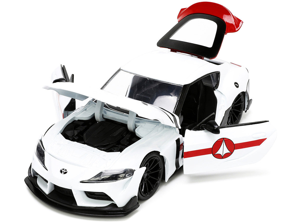 2020 Toyota Supra White and Rick Hunter Diecast Figurine "Robotech" "Hollywood Rides" Series 1/24 Diecast Model Car by Jada Jada
