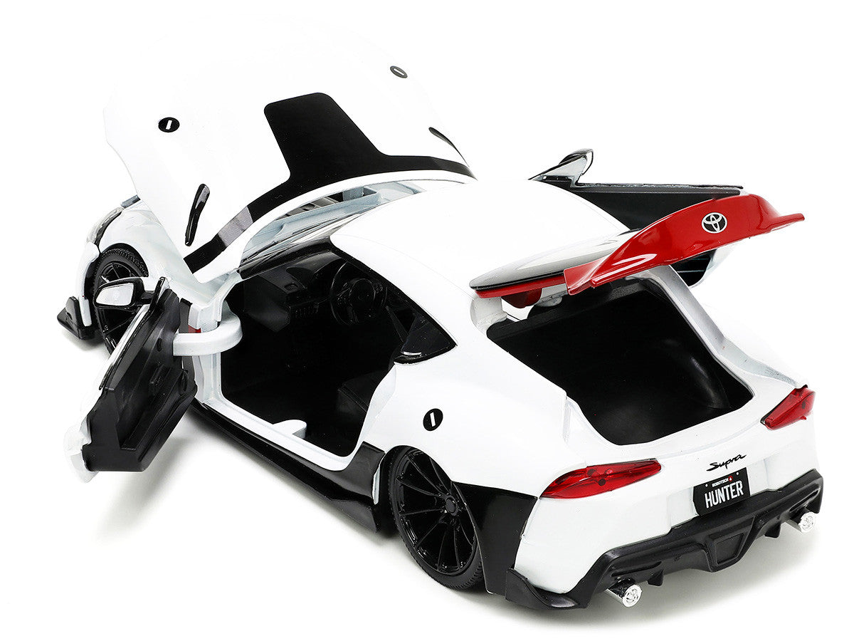 2020 Toyota Supra White and Rick Hunter Diecast Figurine "Robotech" "Hollywood Rides" Series 1/24 Diecast Model Car by Jada Jada