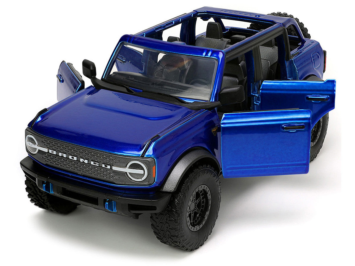 2021 Ford Bronco Open-Top Candy Blue Metallic with Extra Wheels "Just Trucks" Series 1/24 Diecast Model Car by Jada Jada