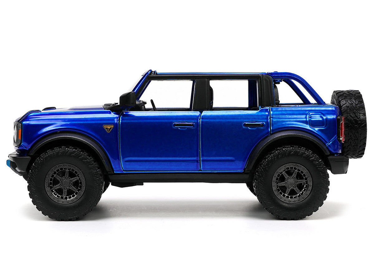 2021 Ford Bronco Open-Top Candy Blue Metallic with Extra Wheels "Just Trucks" Series 1/24 Diecast Model Car by Jada Jada