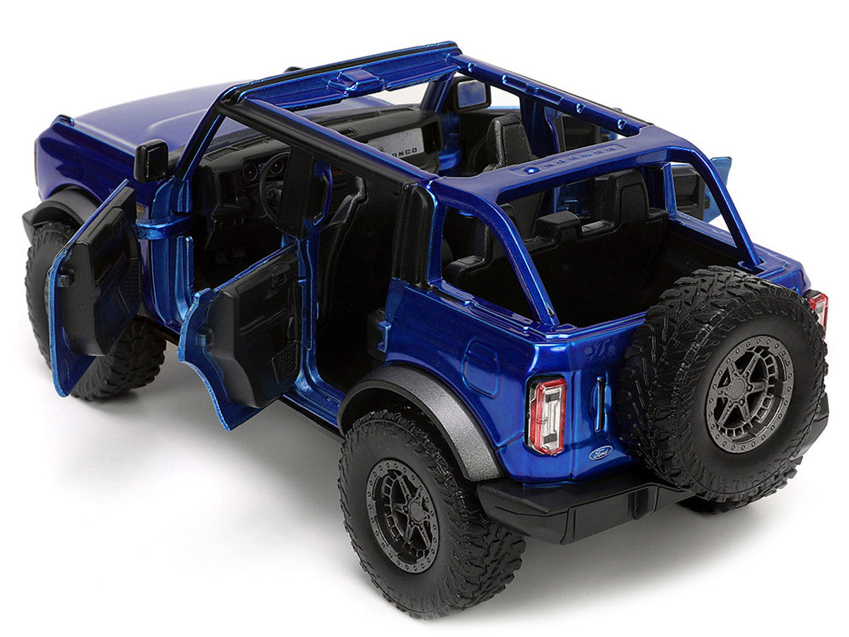 2021 Ford Bronco Open-Top Candy Blue Metallic with Extra Wheels "Just Trucks" Series 1/24 Diecast Model Car by Jada Jada