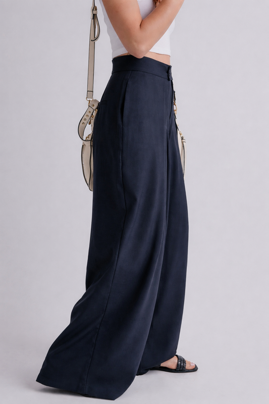 Salma Pleated Wide Leg Pants Threaded Pear