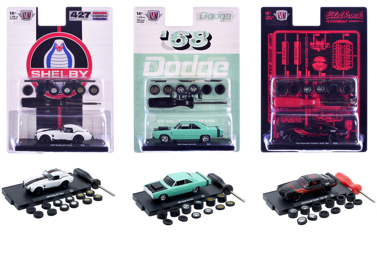 "Auto Wheels" 3 piece Car Set Release 14 Limited Edition to 2368 pieces Worldwide 1/64 Diecast Model Cars by M2 Machines-0
