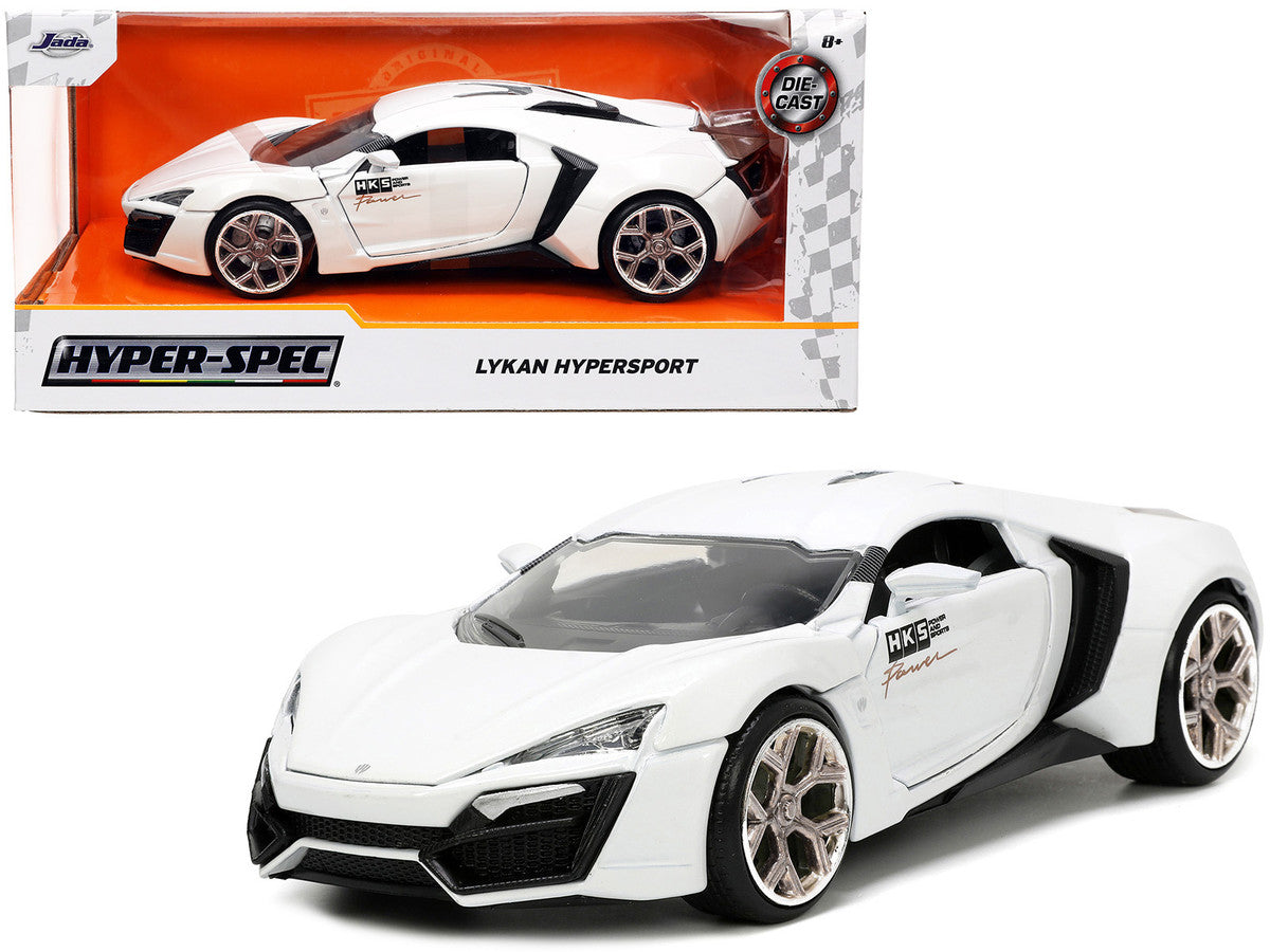 Lykan Hypersport White with Bronze Metallic Rear Spoiler "HKS" "Hyper-Spec" Series 1/24 Diecast Model Car by Jada Jada