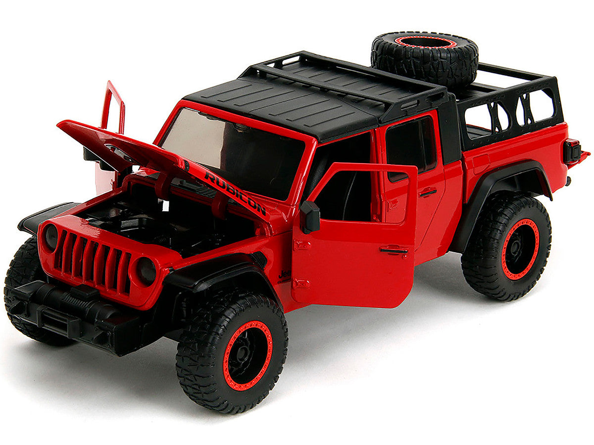 2020 Jeep Gladiator Rubicon Pickup Truck Red with Black Top and Extra Wheels "Just Trucks" Series 1/24 Diecast Model Car by Jada Jada