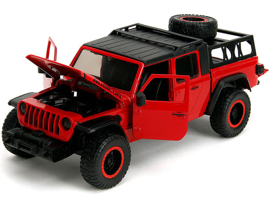 2020 Jeep Gladiator Rubicon Pickup Truck Red with Black Top and Extra Wheels "Just Trucks" Series 1/24 Diecast Model Car by Jada Jada