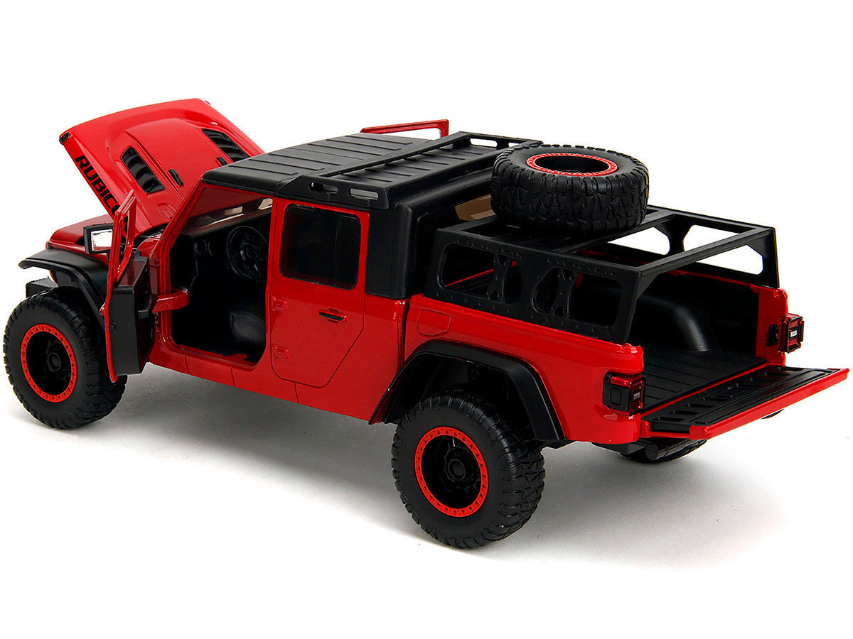 2020 Jeep Gladiator Rubicon Pickup Truck Red with Black Top and Extra Wheels "Just Trucks" Series 1/24 Diecast Model Car by Jada Jada