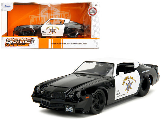 1979 Chevrolet Camaro Z28 Police Black and White "Highway Drag" "Bigtime Muscle" Series 1/24 Diecast Model Car by Jada Jada