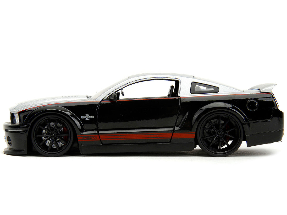 2008 Ford Shelby Mustang GT-500KR Silver and Black with Red Stripes "Bigtime Muscle" Series 1/24 Diecast Model Car by Jada Jada