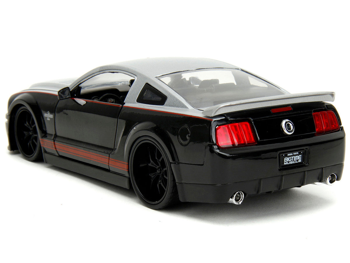 2008 Ford Shelby Mustang GT-500KR Silver and Black with Red Stripes "Bigtime Muscle" Series 1/24 Diecast Model Car by Jada Jada
