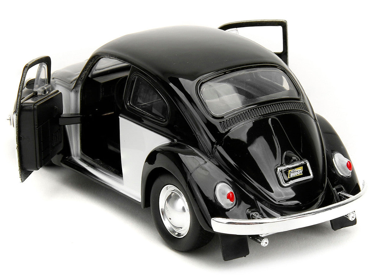 1959 Volkswagen Beetle "Punch Buggy" Black and White and Boxing Gloves Accessory "Punch Buggy" Series 1/32 Diecast Model Car by Jada Jada