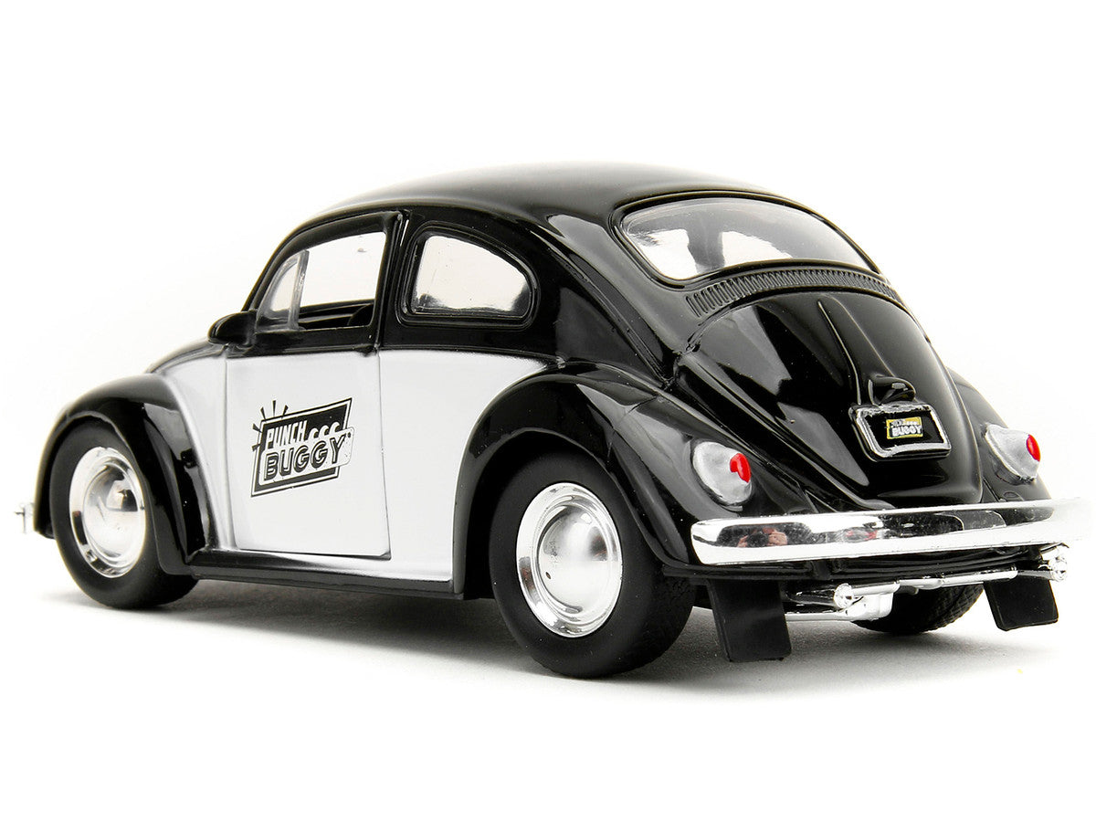 1959 Volkswagen Beetle "Punch Buggy" Black and White and Boxing Gloves Accessory "Punch Buggy" Series 1/32 Diecast Model Car by Jada Jada