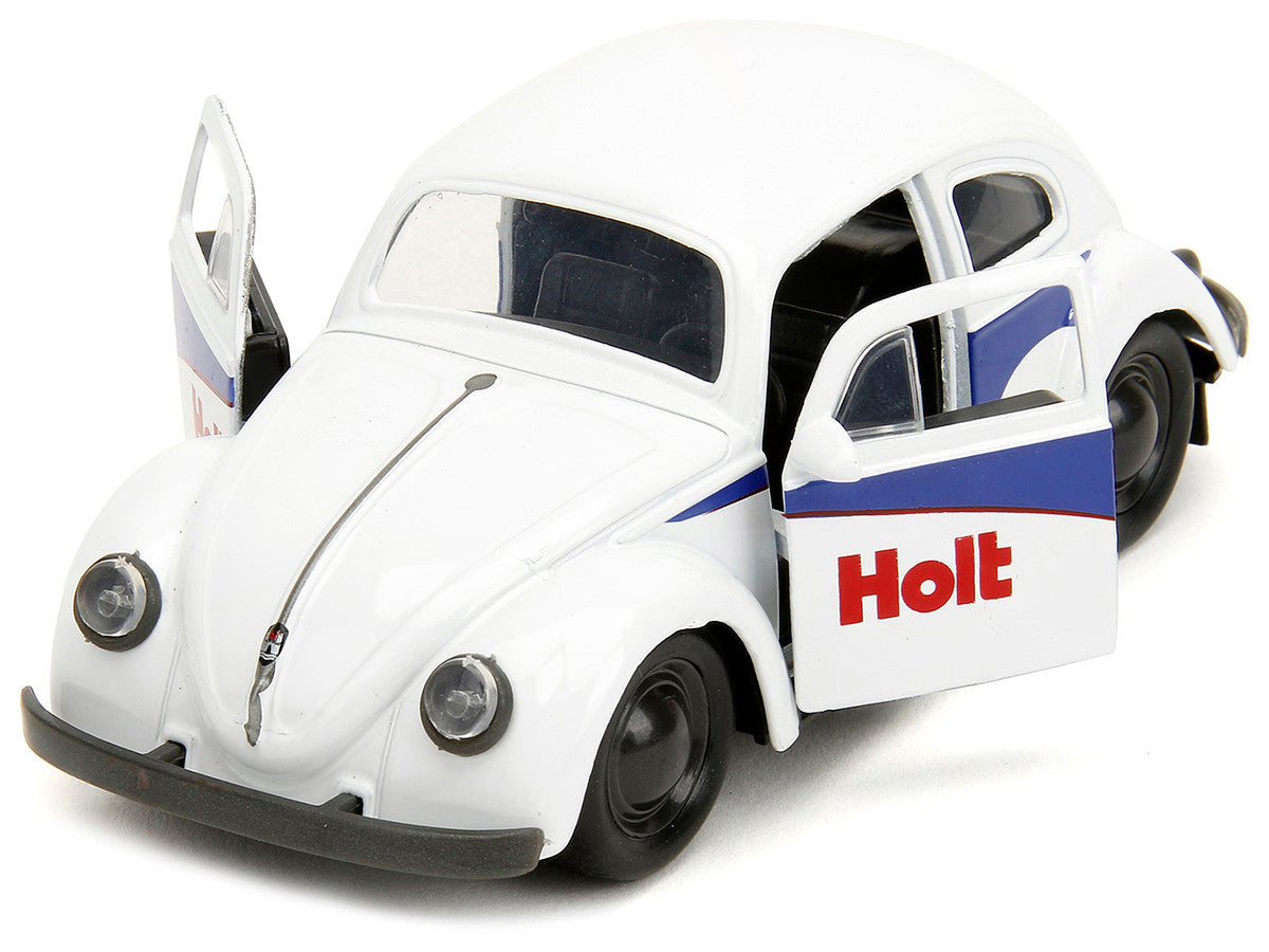 1959 Volkswagen Beetle "Holt" White with Blue Graphics and Boxing Gloves Accessory "Punch Buggy" Series 1/32 Diecast Model Car by Jada Jada