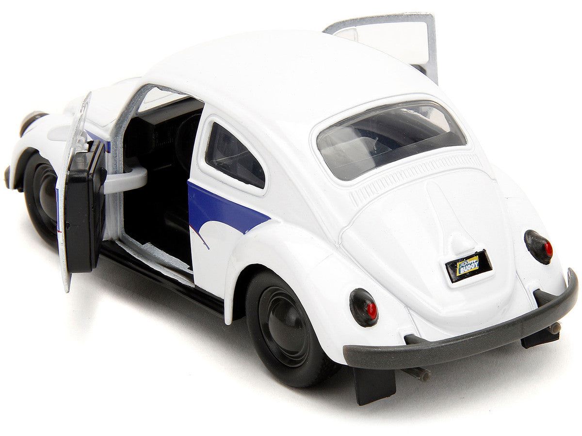 1959 Volkswagen Beetle "Holt" White with Blue Graphics and Boxing Gloves Accessory "Punch Buggy" Series 1/32 Diecast Model Car by Jada Jada