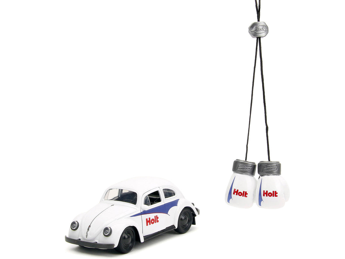 1959 Volkswagen Beetle "Holt" White with Blue Graphics and Boxing Gloves Accessory "Punch Buggy" Series 1/32 Diecast Model Car by Jada Jada