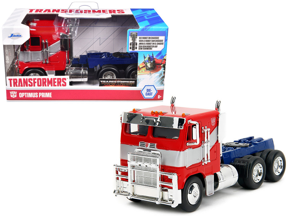 Optimus Prime Tractor Truck Red and Blue with Silver Stripes "Transformers: Rise of the Beasts" (2023) Movie "Hollywood Rides" Series 1/32 Diecast Model Car by Jada Jada