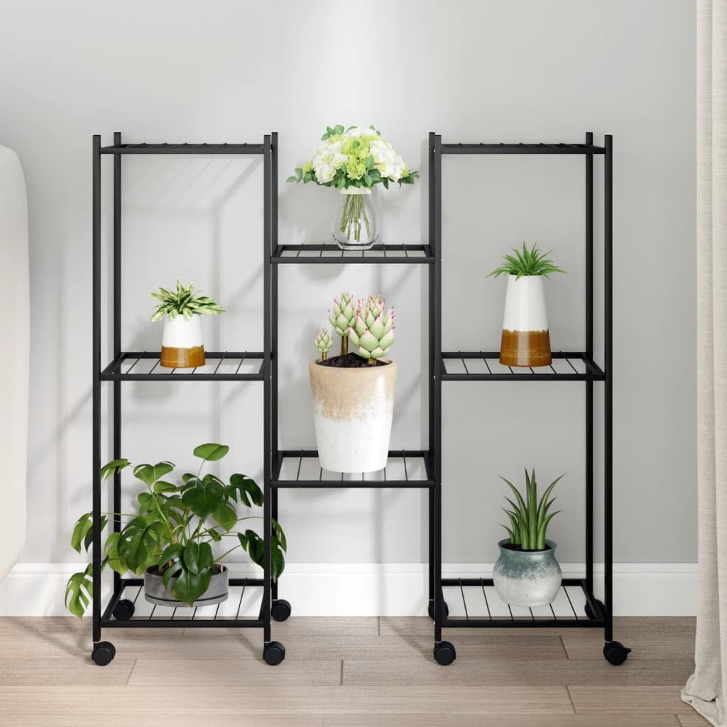 Flower Stand with Wheels 32.7"x9.8"x32.9" Black Iron W2B