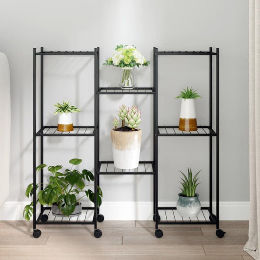 Flower Stand with Wheels 32.7"x9.8"x32.9" Black Iron W2B