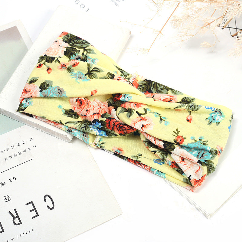 Sweat-absorbent And Anti-perspirant Bundled Headband With Wide-brimmed Print Headband LadyShow.Store