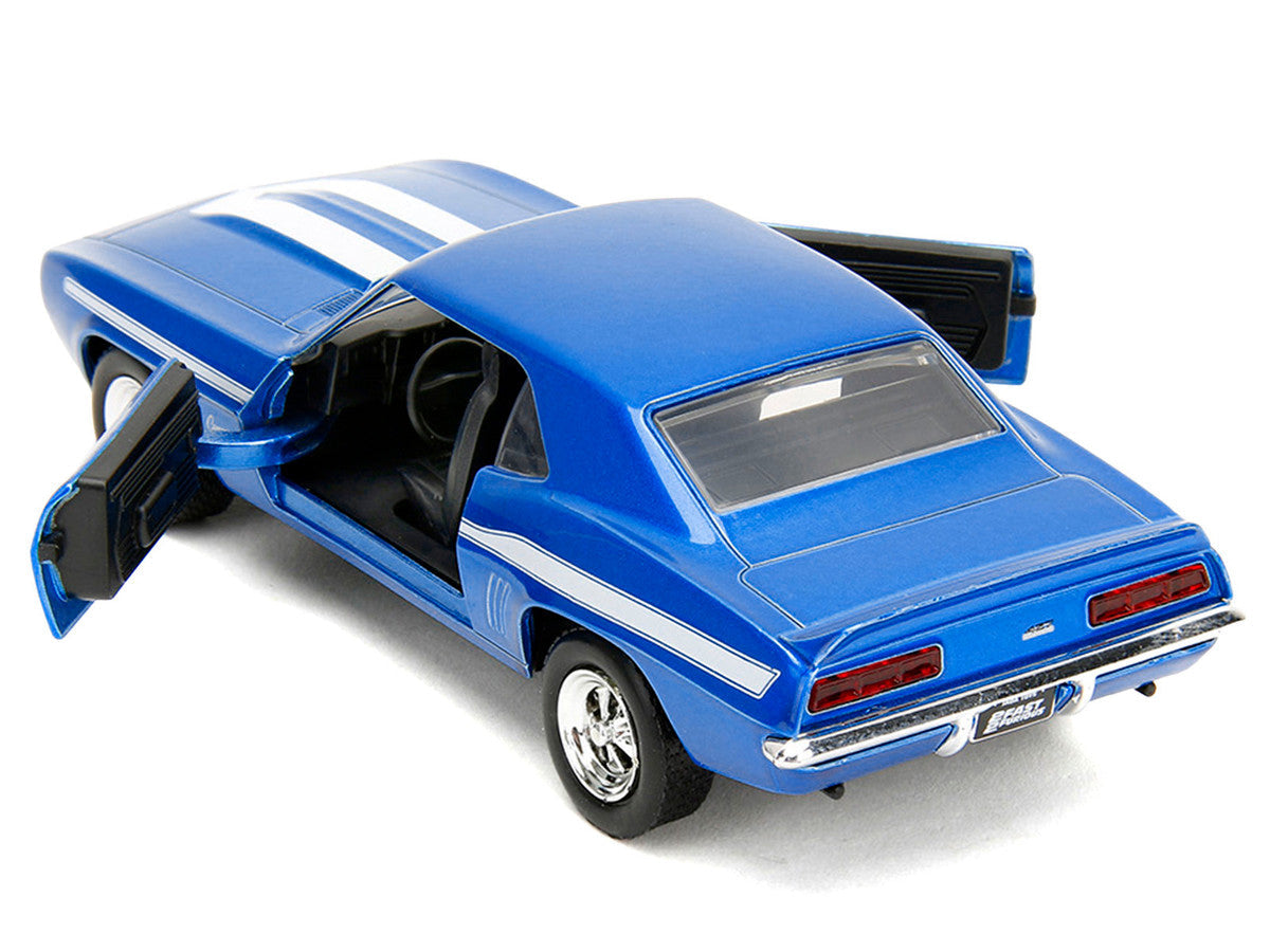 1969 Chevrolet Camaro Blue Metallic with White Stripes "2 Fast 2 Furious" (2003) Movie "Fast & Furious" Series 1/32 Diecast Model Car by Jada Jada