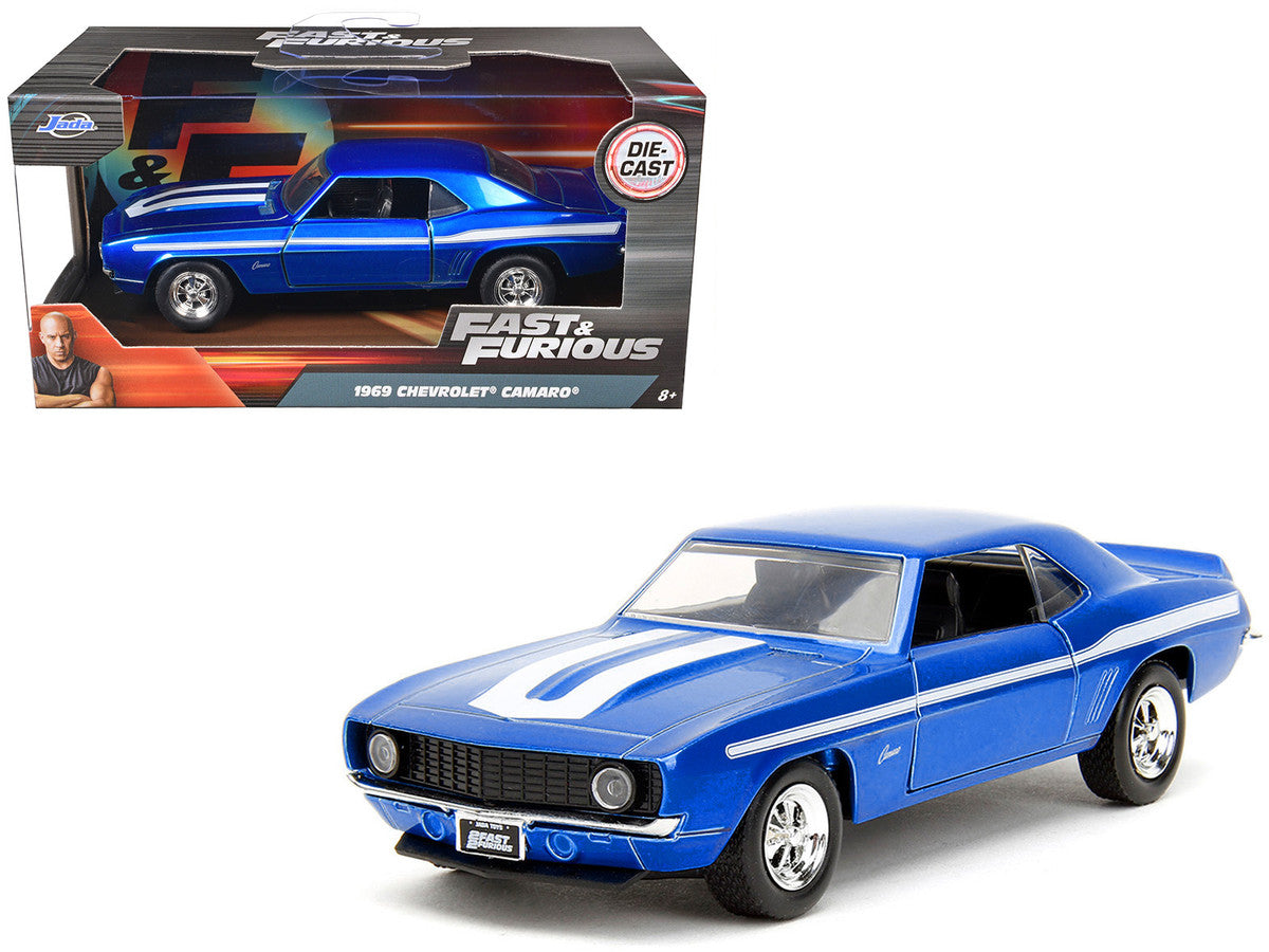 1969 Chevrolet Camaro Blue Metallic with White Stripes "2 Fast 2 Furious" (2003) Movie "Fast & Furious" Series 1/32 Diecast Model Car by Jada Jada