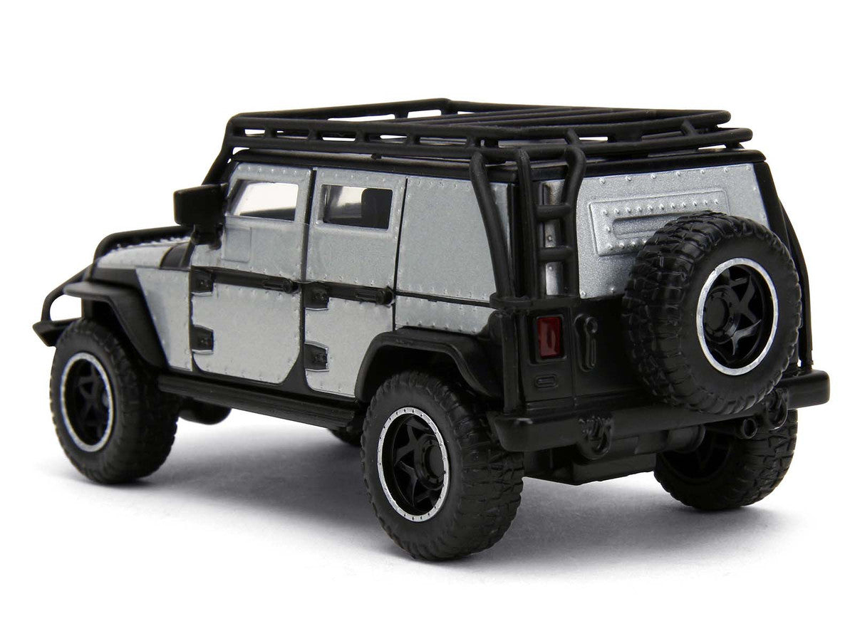 Tej's Jeep Wrangler Custom Silver Metallic with Black Top and Roof Rack "Furious 7" (2015) Movie "25 Years of Fast & Furious" Series 1/32 Diecast Model Car by Jada Jada
