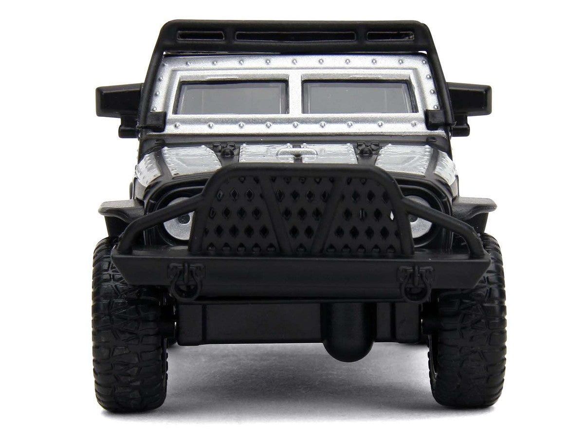 Tej's Jeep Wrangler Custom Silver Metallic with Black Top and Roof Rack "Furious 7" (2015) Movie "25 Years of Fast & Furious" Series 1/32 Diecast Model Car by Jada Jada
