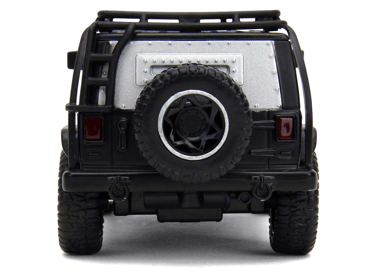 Tej's Jeep Wrangler Custom Silver Metallic with Black Top and Roof Rack "Furious 7" (2015) Movie "25 Years of Fast & Furious" Series 1/32 Diecast Model Car by Jada Jada