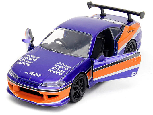 2001 Nissan Silvia S15 RHD (Right Hand Drive) Blue Metallic with Graphics "The Fast and the Furious: Tokyo Drift" (2006) Movie "Fast & Furious" Series 1/32 Diecast Car Model by Jada Jada
