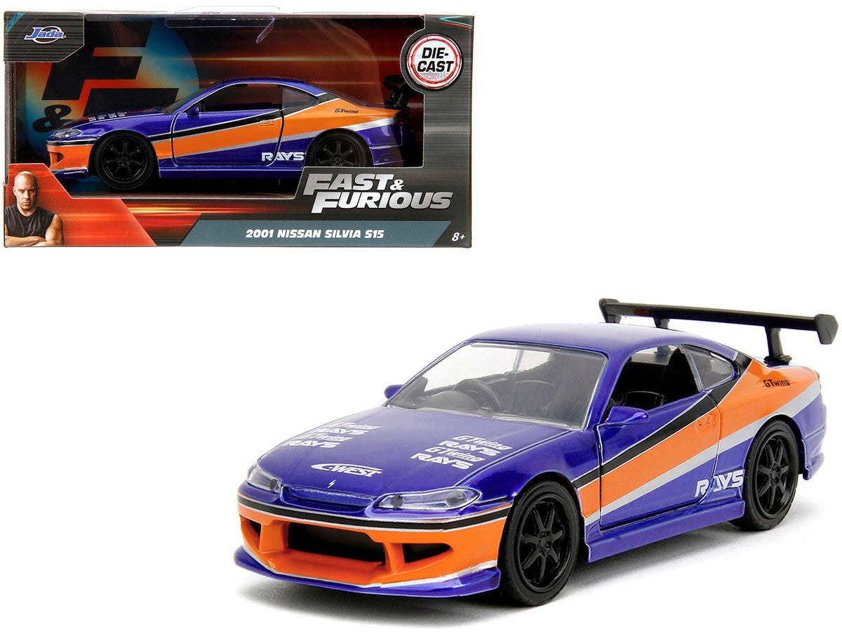 2001 Nissan Silvia S15 RHD (Right Hand Drive) Blue Metallic with Graphics "The Fast and the Furious: Tokyo Drift" (2006) Movie "Fast & Furious" Series 1/32 Diecast Car Model by Jada Jada