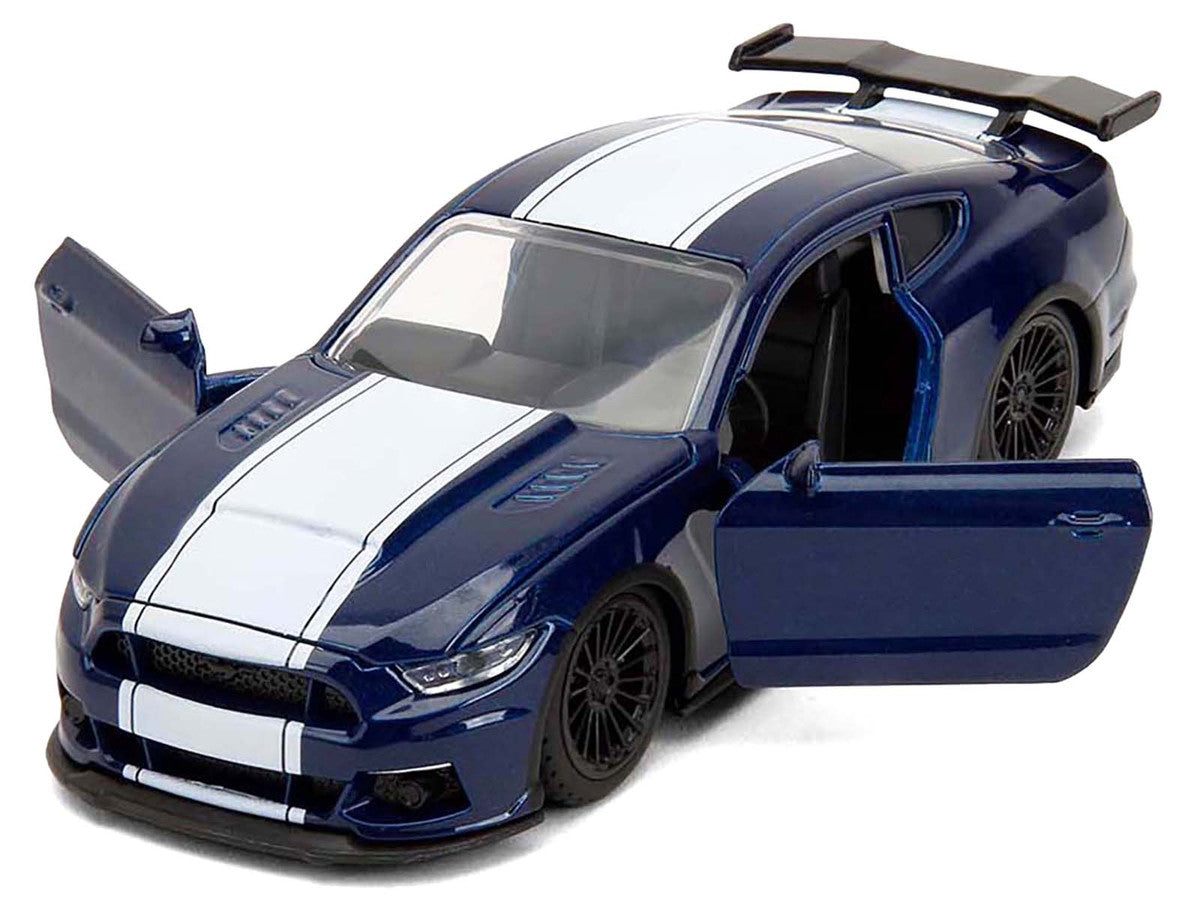 2016 Ford Mustang GT Dark Blue Metallic with White Stripe "F9" (2021) Movie "Fast & Furious" Series 1/32 Diecast Model Car by Jada Jada