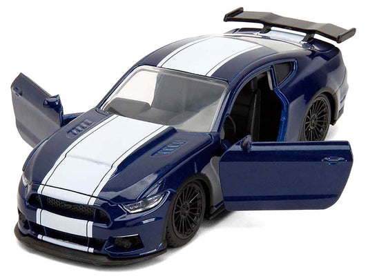 2016 Ford Mustang GT Dark Blue Metallic with White Stripe "F9" (2021) Movie "25 Years of Fast & Furious" Series 1/32 Diecast Model Car by Jada Jada