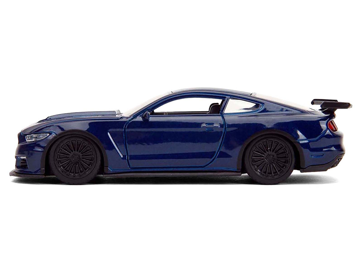 2016 Ford Mustang GT Dark Blue Metallic with White Stripe "F9" (2021) Movie "Fast & Furious" Series 1/32 Diecast Model Car by Jada Jada