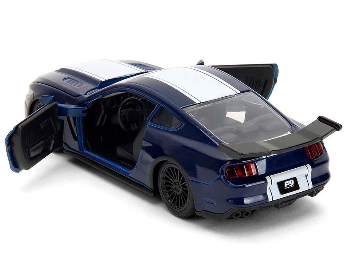 2016 Ford Mustang GT Dark Blue Metallic with White Stripe "F9" (2021) Movie "Fast & Furious" Series 1/32 Diecast Model Car by Jada Jada