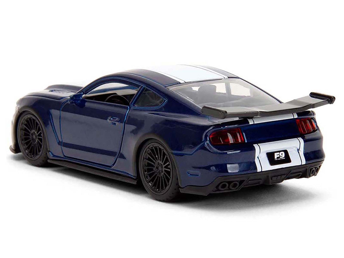 2016 Ford Mustang GT Dark Blue Metallic with White Stripe "F9" (2021) Movie "Fast & Furious" Series 1/32 Diecast Model Car by Jada Jada