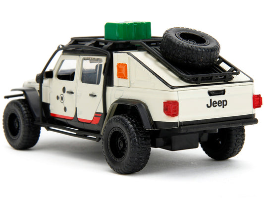 Jeep Gladiator Pickup Truck with Equipment Shell Beige with Graphics "Biosyn Genetics" "Jurassic World Dominion" (2022) Movie "Hollywood Rides" Series 1/32 Diecast Model Car by Jada W2B