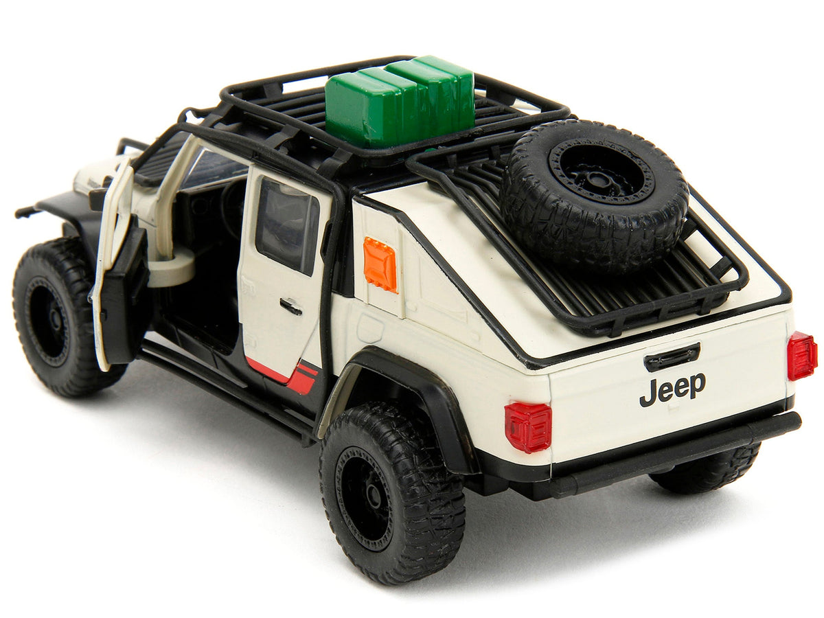 Jeep Gladiator Pickup Truck with Equipment Shell Beige with Graphics "Biosyn Genetics" "Jurassic World Dominion" (2022) Movie "Hollywood Rides" Series 1/32 Diecast Model Car by Jada W2B