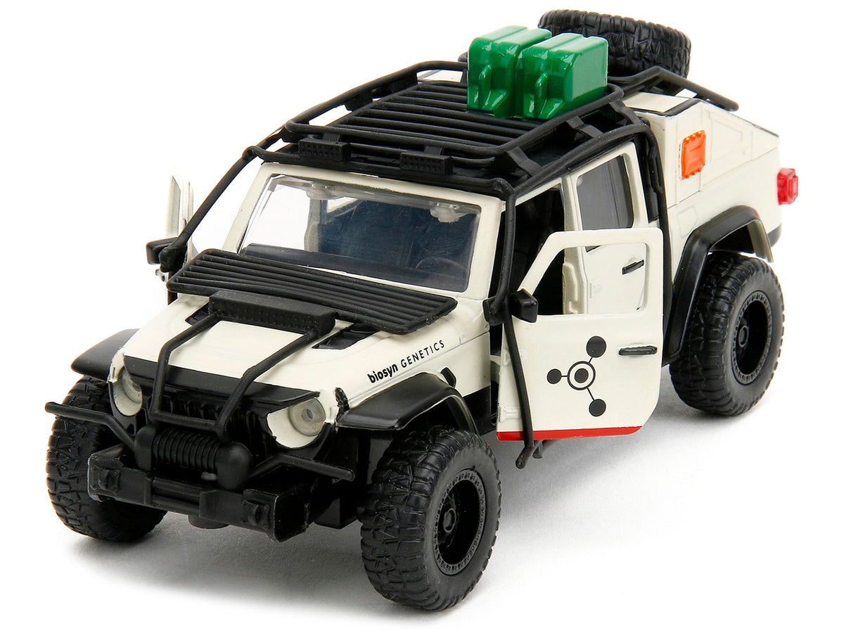 Jeep Gladiator Pickup Truck with Equipment Shell Beige with Graphics "Biosyn Genetics" "Jurassic World Dominion" (2022) Movie "Hollywood Rides" Series 1/32 Diecast Model Car by Jada W2B