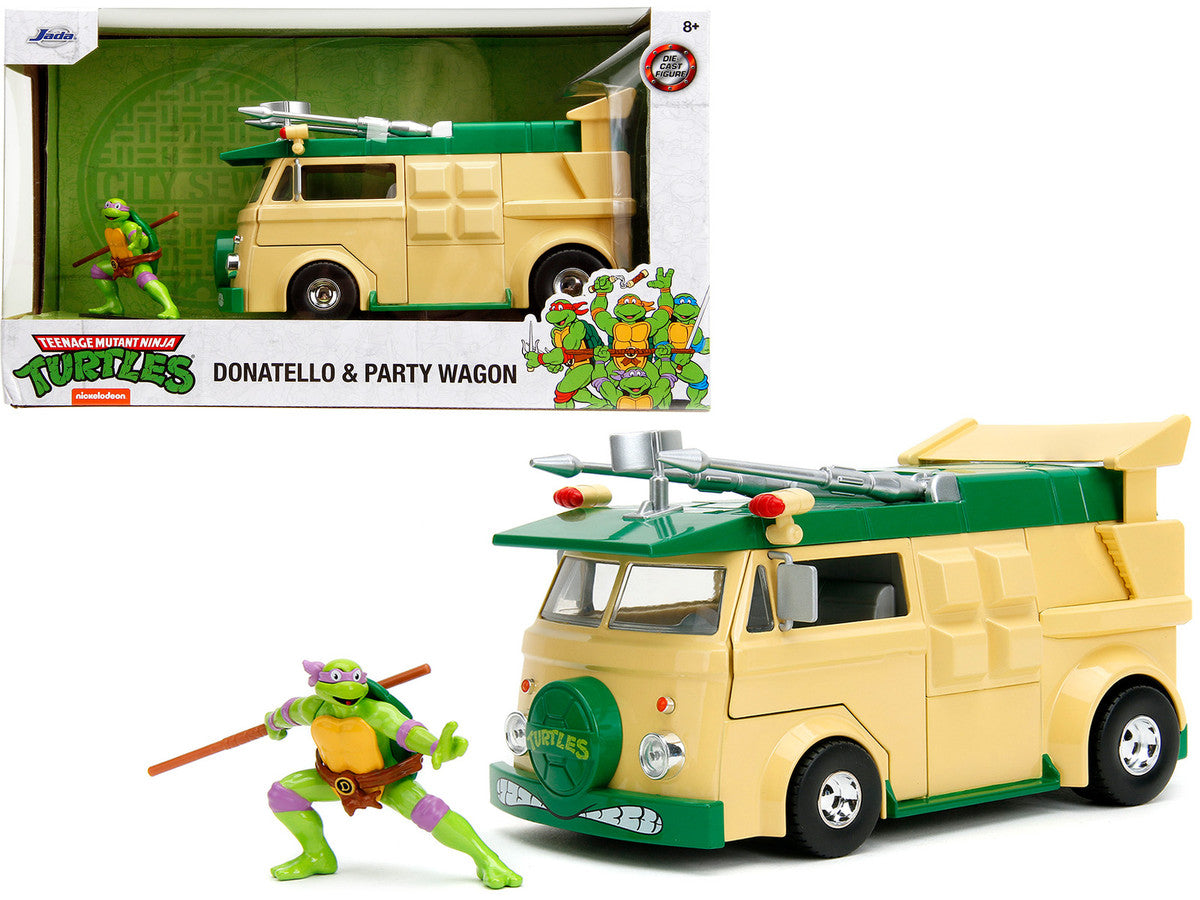 Party Wagon Green and Beige and Donatello Diecast Figure "Teenage Mutant Ninja Turtles" "Hollywood Rides" Series Diecast Model by Jada Jada